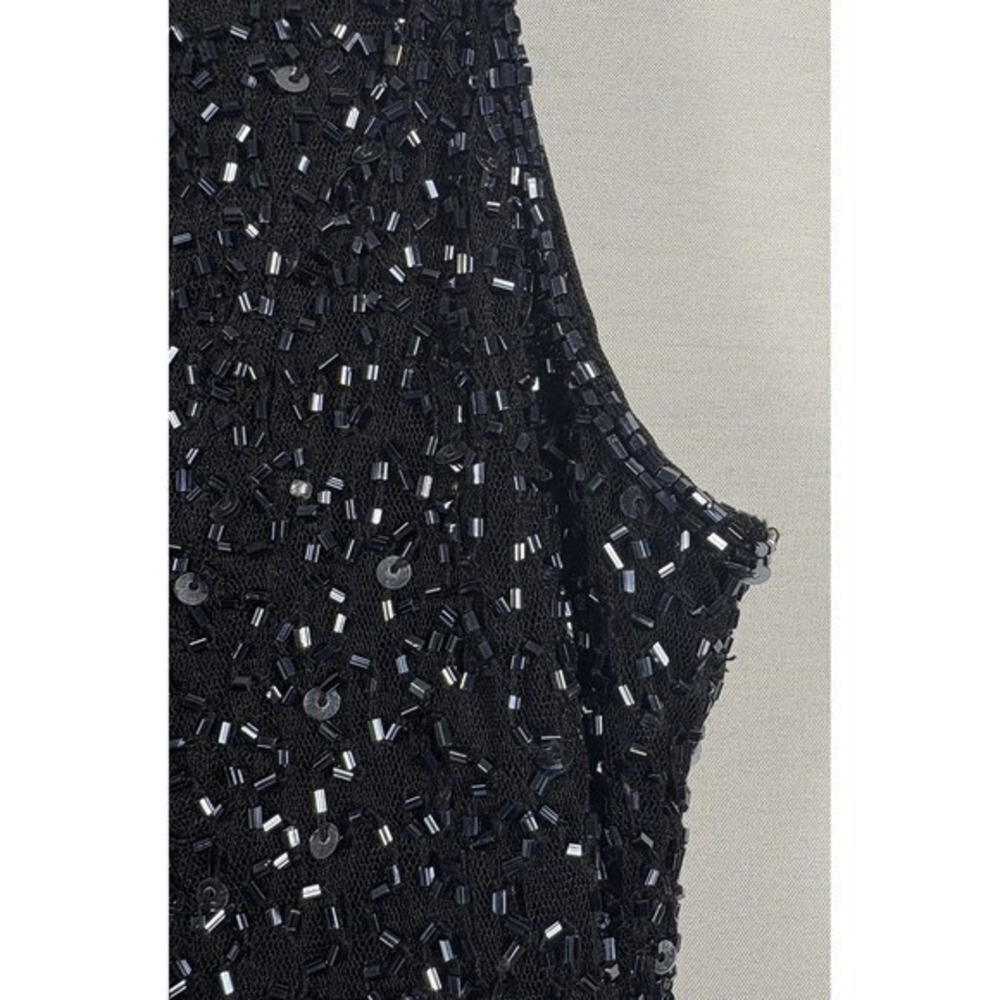 Laurence Kazar  Vintage Black Sequin Short Sleeveless Blouse Party Medium - Picture 5 of 11